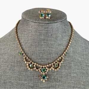 VINTAGE ELEGANCE Jewels of Distinction Hand Set Necklace & Earrings 1960s/70s